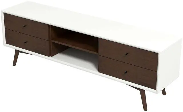 Alt view image 4 of 7 - Caroline Walnut White TV Stand Up To 72" for Living Room Decor