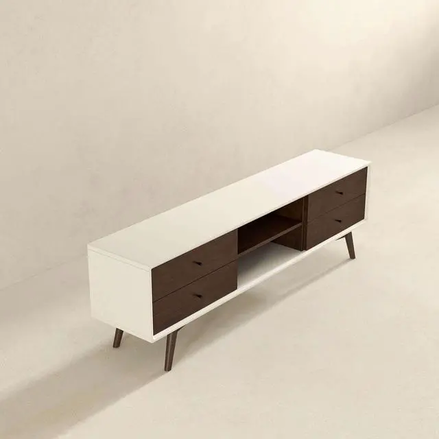Alt view image 6 of 7 - Caroline Walnut White TV Stand Up To 72" for Living Room Decor