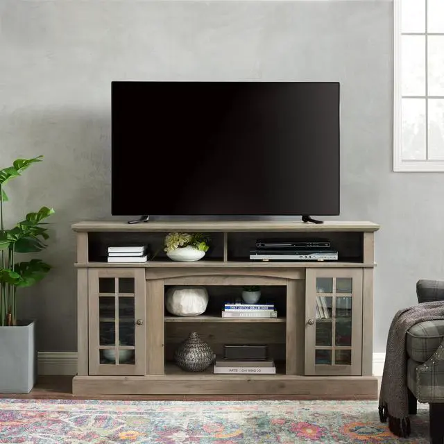 Main image of Classic TV Media Stand Modern Entertainment Console for TV Up to 65" with Open and Closed Storage Space, Gray Wash, 58.25"W*15.75"D*32"H
