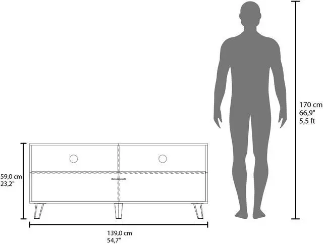 Alt view image 7 of 7 - Patrick Tv Stand With 2 Doors And Open Storage Shelves, Modern Entertainment Center, Black