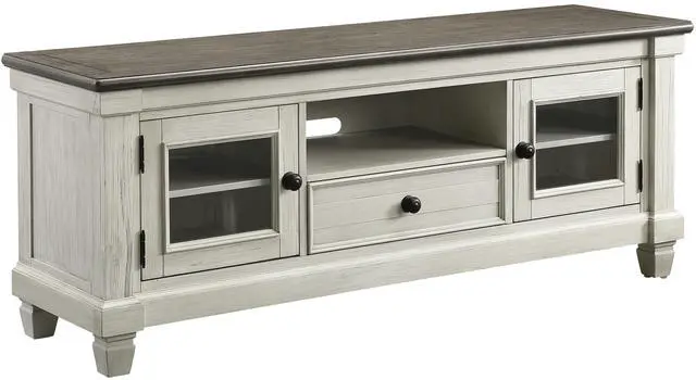 Alt view image 2 of 6 - 1pc TV Stand with Drawer Storage Cabinets Wooden Living Room Furniture, Antique White and Rosy Brown TV Console Table