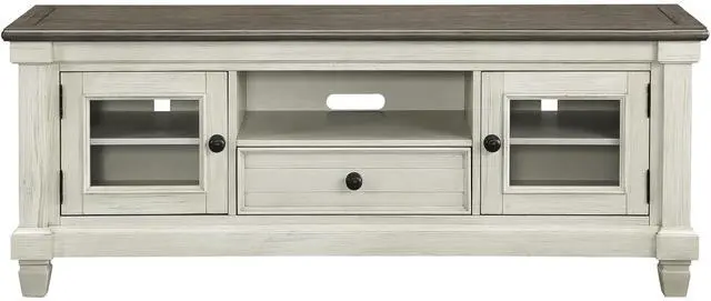 Main image of 1pc TV Stand with Drawer Storage Cabinets Wooden Living Room Furniture, Antique White and Rosy Brown TV Console Table