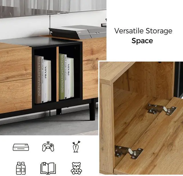 Alt view image 5 of 7 - Modern TV Stand for 80'' TV with 3 Doors, Media Console Table, Entertainment Center with Large Storage Cabinet for Living Room, Bedroom