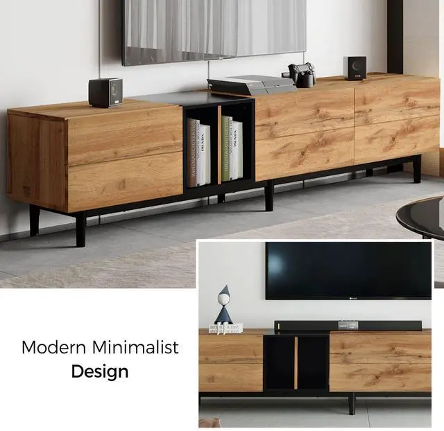 Alt view image 7 of 7 - Modern TV Stand for 80'' TV with 3 Doors, Media Console Table, Entertainment Center with Large Storage Cabinet for Living Room, Bedroom