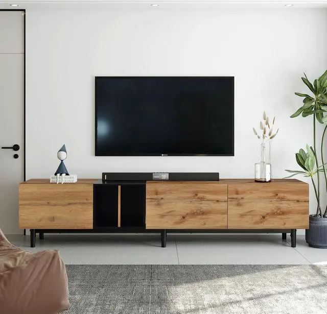 Main image of Modern TV Stand for 80'' TV with 3 Doors, Media Console Table, Entertainment Center with Large Storage Cabinet for Living Room, Bedroom