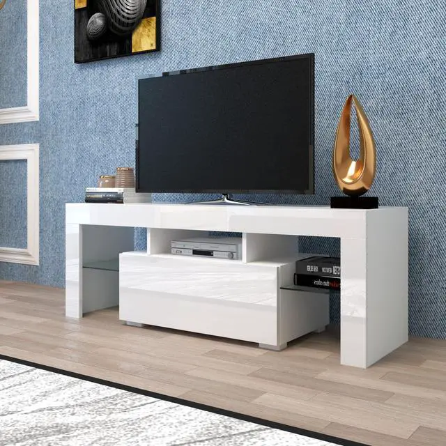 Alt view image 6 of 7 - Entertainment TV Stand, Large TV Stand TV Base Stand with LED Light TV Cabinet.