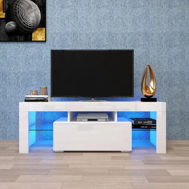 Main image of Entertainment TV Stand, Large TV Stand TV Base Stand with LED Light TV Cabinet.