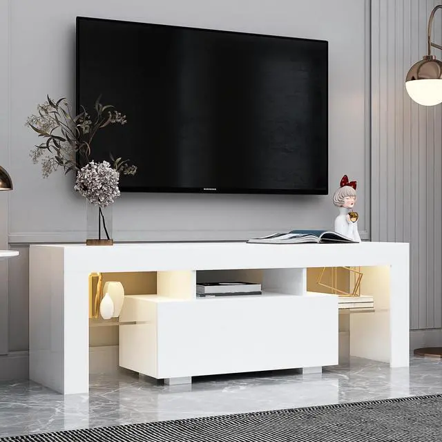 Alt view image 2 of 7 - Entertainment TV Stand, Large TV Stand TV Base Stand with LED Light TV Cabinet.