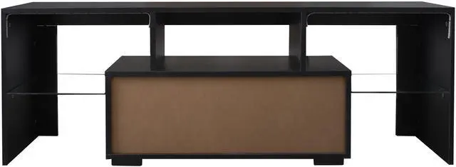 Alt view image 7 of 7 - Black TV Stand with LED RGB Lights,Flat Screen TV Cabinet, Gaming Consoles - in Lounge Room, Living Room and Bedroom(Black)