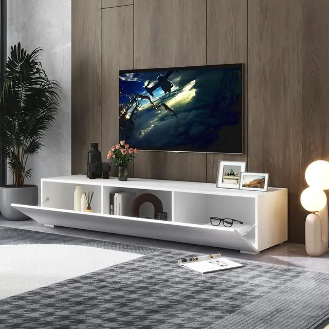 Alt view image 2 of 7 - Modern Entertainment Center with Storage   Media Console for Living Room