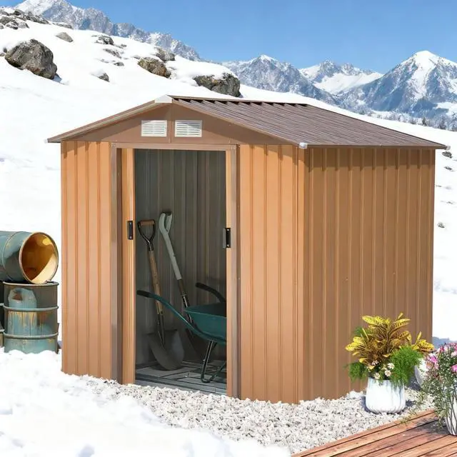Main image of 7' x 4' Outdoor Storage Shed, Garden Tool House w/ Foundation Kit Vents