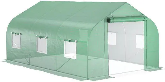 Main image of Outsunny 11.5' x 10' x 7' Walk-in Greenhouse, Tunnel Green House with Zippered Mesh Door and 6 Mesh Windows, Gardening Plant Hot House with Galvanized Steel Frame, Green