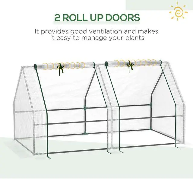 Main image of Outsunny 6' x 3' x 3' Portable Mini Greenhouse Outdoor Garden with Large Zipper Doors and Water/UV PE Cover, White