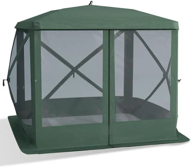 Main image of Outsunny Pop Up Camping Canopy Gazebo Screen Shelter Tent with Single Person Easy Set-Up, Ventilating Mesh, Portable Carry Bag for Outdoor Camping Party Event, 7x7FT, Green