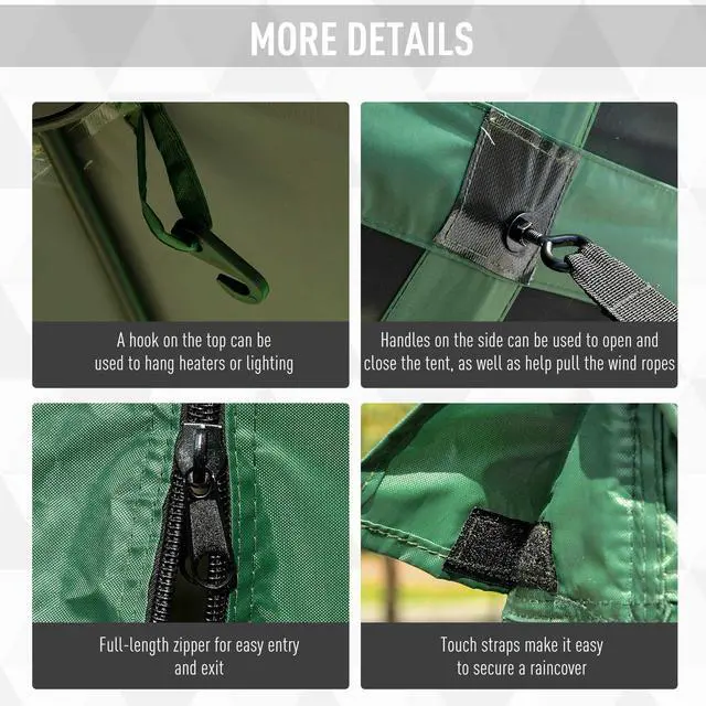 Alt view image 2 of 7 - Outsunny Pop Up Camping Canopy Gazebo Screen Shelter Tent with Single Person Easy Set-Up, Ventilating Mesh, Portable Carry Bag for Outdoor Camping Party Event, 7x7FT, Green