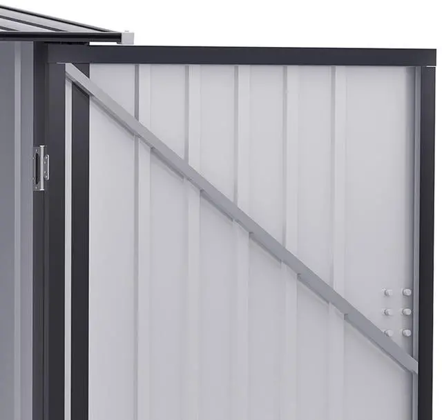 Alt view image 3 of 7 - Outsunny 3.3' x 3.4' Outdoor Storage Shed, Galvanized Metal Utility Garden Tool House, Lockable Door for Backyard, Bike, Patio, Garage, Lawn, Dark Gray
