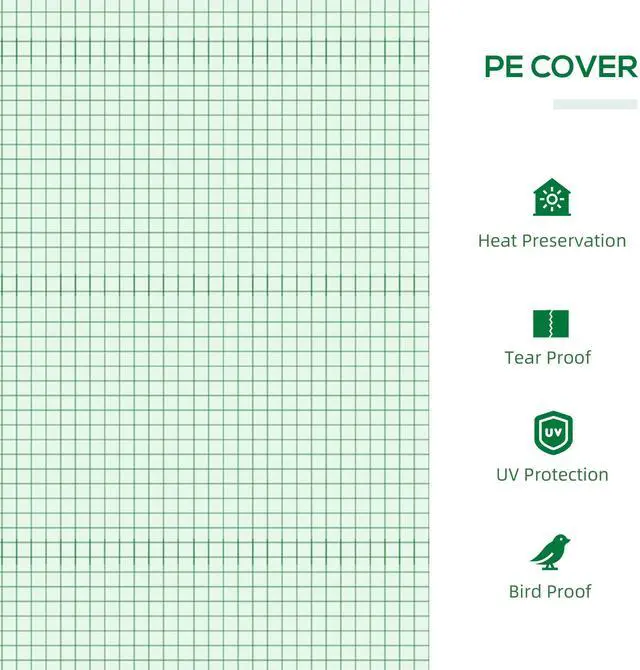 Alt view image 6 of 7 - Outsunny 4' x 2' x 2' Portable Mini Greenhouse, Small Green House with PE Cover, Roll-up Zippered Windows for Indoor, Outdoor Garden, Green