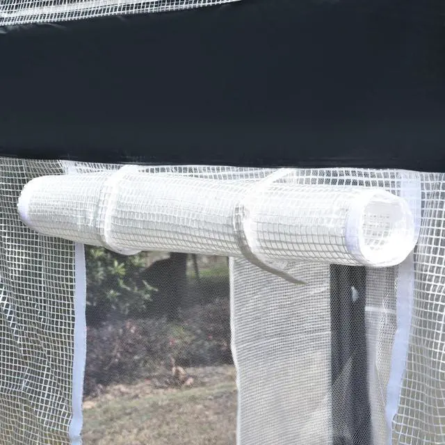 Alt view image 2 of 7 - Outsunny 10' x 7' x 7' Walk-In Greenhouse, Outdoor Garden Warm Hot House with 4 Roll-up Windows, 2 Zippered Doors and Weather Cover, White