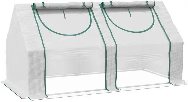 Main image of Outsunny 6' x 3' x 3' Portable Greenhouse, Garden Green House with 2 PE/Plastic Covers, Steel Frame and 2 Roll Up Windows, Clear