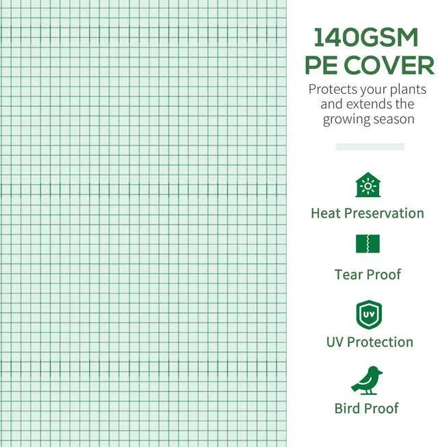 Alt view image 3 of 7 - Outsunny 13' x 10' x 6.5' Walk-in Tunnel Greenhouse with 2 Zippered Mesh Doors & 10 Mesh Windows, Upgraded Gardening Plant Hot House with Galvanized Steel Hoops, Green