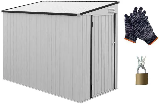 Main image of Outsunny 4' x 7.7' Metal Outdoor Storage Shed, Lean to Storage Shed, Garden Tool Storage House with Lockable Door and 2 Air Vents for Backyard, Patio, Lawn, White