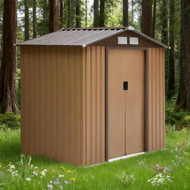 Alt view image 6 of 7 - 7' x 4' Outdoor Storage Shed, Garden Tool House w/ Foundation Kit Vents
