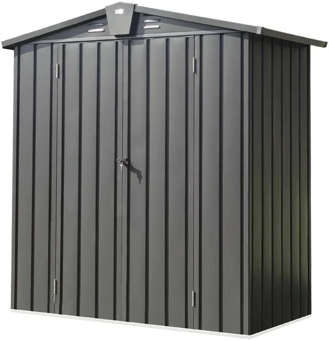 Main image of Outdoor Storage Shed 5.7x3 FT,Metal Outside Sheds&Outdoor Storage Galvanized Steel,Tool Shed with Lockable Double Door for Patio,Backyard,Garden,Lawn (5.7x3ft, Dark Gray)