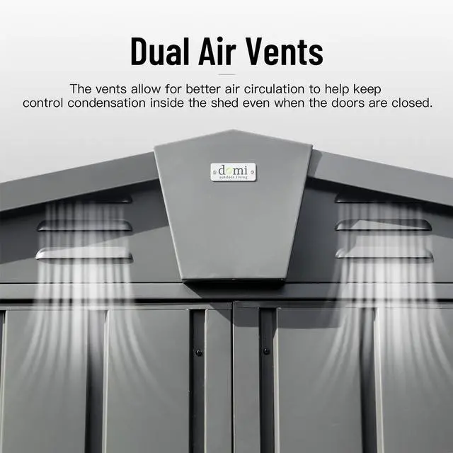 Alt view image 2 of 7 - Outdoor Storage Shed 5.7x3 FT,Metal Outside Sheds&Outdoor Storage Galvanized Steel,Tool Shed with Lockable Double Door for Patio,Backyard,Garden,Lawn (5.7x3ft, Dark Gray)