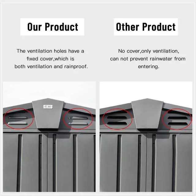 Alt view image 3 of 7 - Outdoor Storage Shed 5.7x3 FT,Metal Outside Sheds&Outdoor Storage Galvanized Steel,Tool Shed with Lockable Double Door for Patio,Backyard,Garden,Lawn (5.7x3ft, Dark Gray)