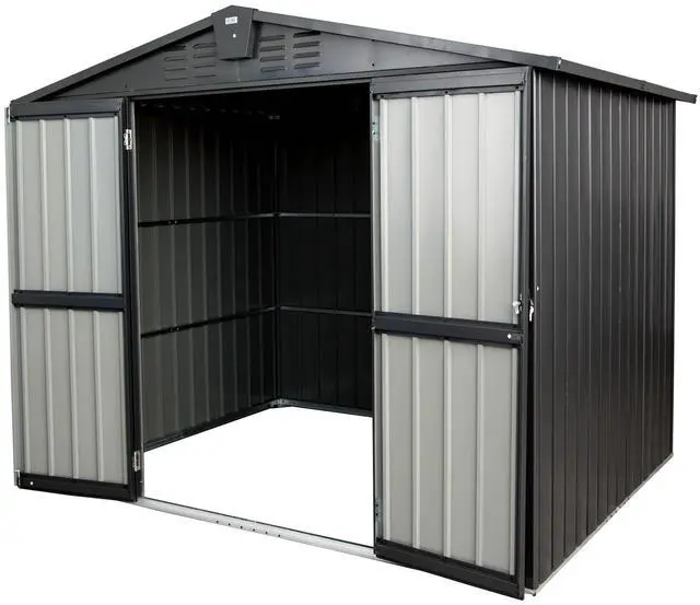 Main image of Outdoor Storage Shed 8.2'x 6.2', Metal Garden Shed for Bike, Trash Can, Galvanized Steel Outdoor Storage Cabinet with Lockable Door for Backyard, Patio, Lawn (8.2x6.2ft, Dark Gray)