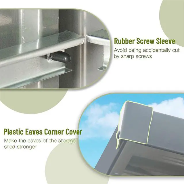 Alt view image 4 of 5 - Backyard Storage Shed with Sloping Roof Galvanized Steel Frame Outdoor Garden Shed Metal Utility Tool Storage Room with Latches and Lockable Door for Balcony (5x3ft, Dark Gray)