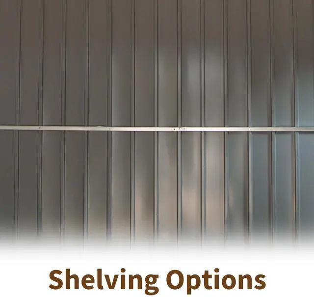 Alt view image 6 of 7 - Backyard Storage Shed 11' x 12.5' with Galvanized Steel Frame & Windows, Outdoor Garden Shed Metal Utility Tool Storage Room with Lockable Door for Patio(Brown)