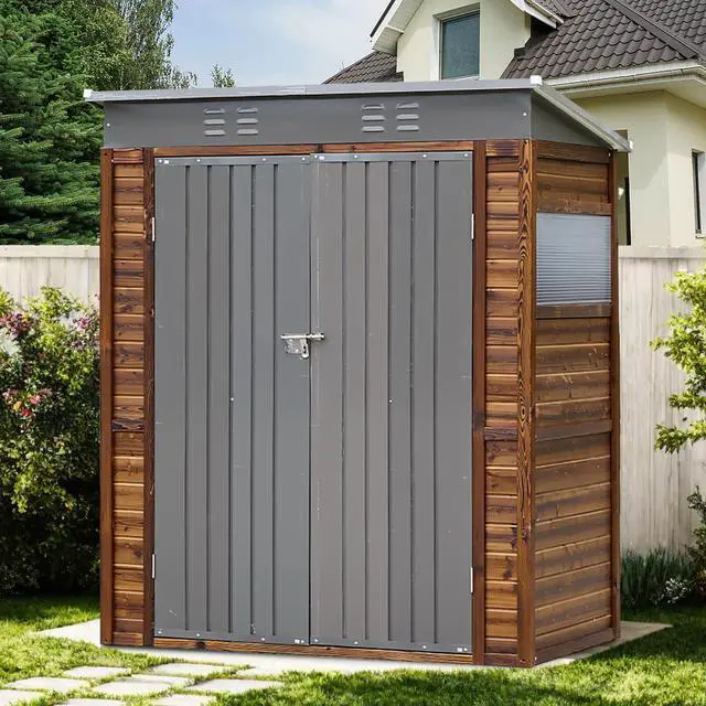 Main image of 3*5FT Iron-Wood Combination Tool Shed  A Perfect Blend of Nature and Functionality