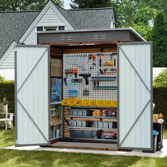 Alt view image 5 of 7 - 3*5FT Iron-Wood Combination Tool Shed  A Perfect Blend of Nature and Functionality