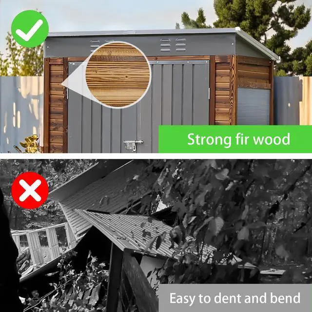 Alt view image 6 of 7 - 3*5FT Iron-Wood Combination Tool Shed  A Perfect Blend of Nature and Functionality