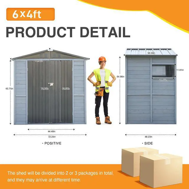 Alt view image 5 of 7 - 4*6FT Iron-Wood Combination Tool Shed  A Perfect Blend of Nature and Functionality