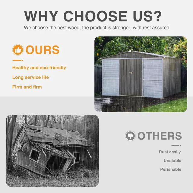 Alt view image 4 of 7 - 4*6FT Iron-Wood Combination Tool Shed  A Perfect Blend of Nature and Functionality