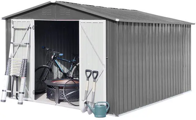 Main image of Metal outdoor storage sheds 10ftx12ft , Grey