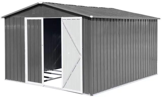 Alt view image 4 of 6 - Metal outdoor storage sheds 10ftx12ft , Grey