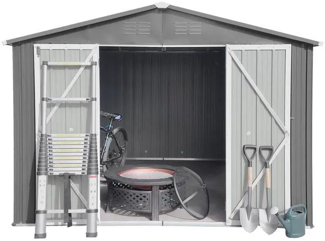 Alt view image 5 of 6 - Metal outdoor storage sheds 10ftx12ft , Grey