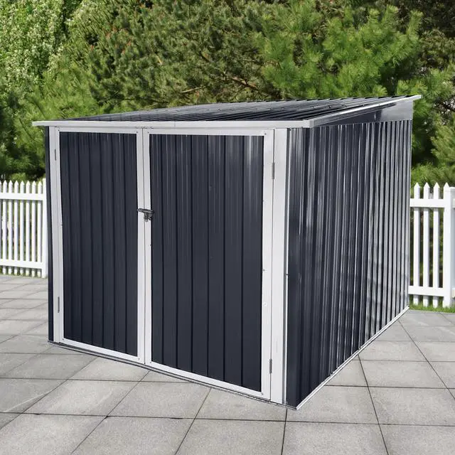 Alt view image 3 of 7 - Bicycle Outdoor Steel Storage Shed ,Stores 4 Bikes,Grey