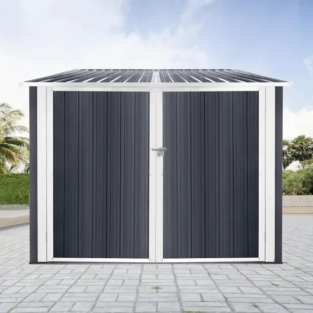 Alt view image 2 of 7 - Bicycle Outdoor Steel Storage Shed ,Stores 4 Bikes,Grey