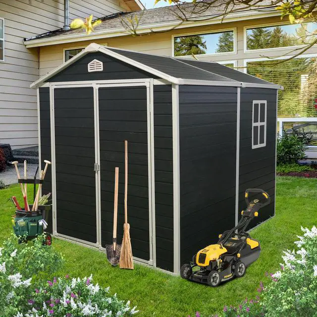Main image of 6 ft x 8 ft Resin Outdoor Storage Shed Kit-Perfect to Store Patio Furniture,Black