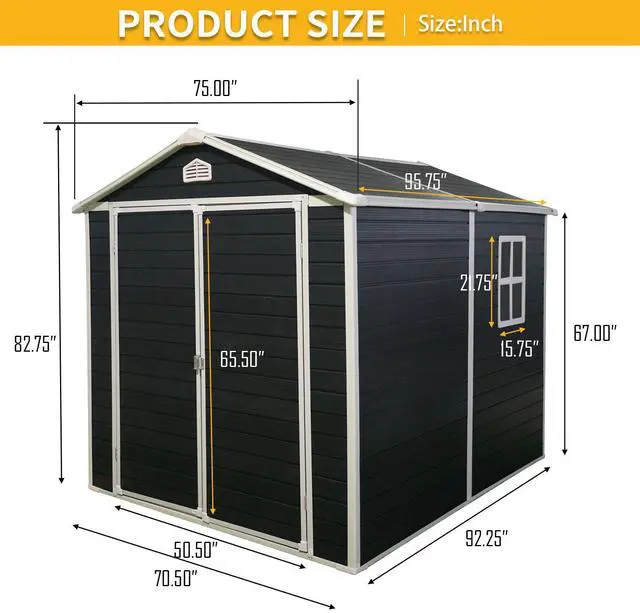 Alt view image 4 of 7 - 6 ft x 8 ft Resin Outdoor Storage Shed Kit-Perfect to Store Patio Furniture,Black