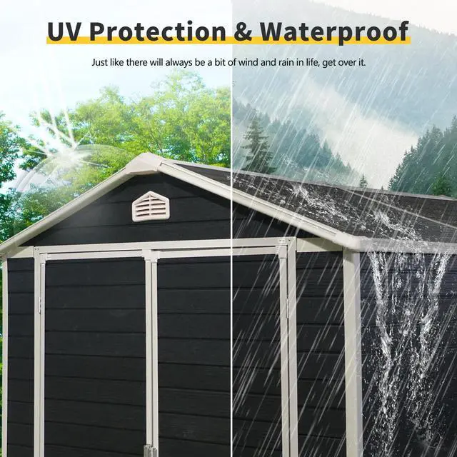 Alt view image 5 of 7 - 6 ft x 8 ft Resin Outdoor Storage Shed Kit-Perfect to Store Patio Furniture,Black