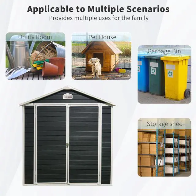 Alt view image 7 of 7 - 6 ft x 8 ft Resin Outdoor Storage Shed Kit-Perfect to Store Patio Furniture,Black