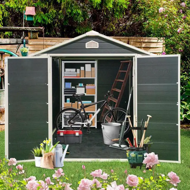 Alt view image 6 of 7 - 6 ft x 8 ft Resin Outdoor Storage Shed Kit-Perfect to Store Patio Furniture,Black