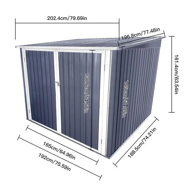 Alt view image 4 of 7 - Bicycle Outdoor Steel Storage Shed ,Stores 4 Bikes,Grey