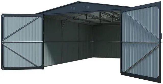 Alt view image 2 of 7 - Outdoor Storage Shed 20x13 FT, Metal Garage Shed Backyard Utility Tool House Building with 2 Doors and 4 Vents for Car,Truck,Bike, Garbage Can,Tool,Lawnmower