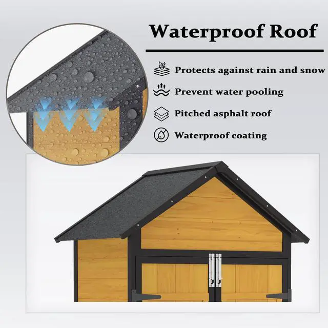 Alt view image 2 of 7 - Outdoor Storage Cabinet Weatherproof Wood Storage Shed with Waterproof Roof Lockable Doors Removable Shelves Foldable Table Hooks 69 Inches Garden Tool Shed for Yard and Patio
